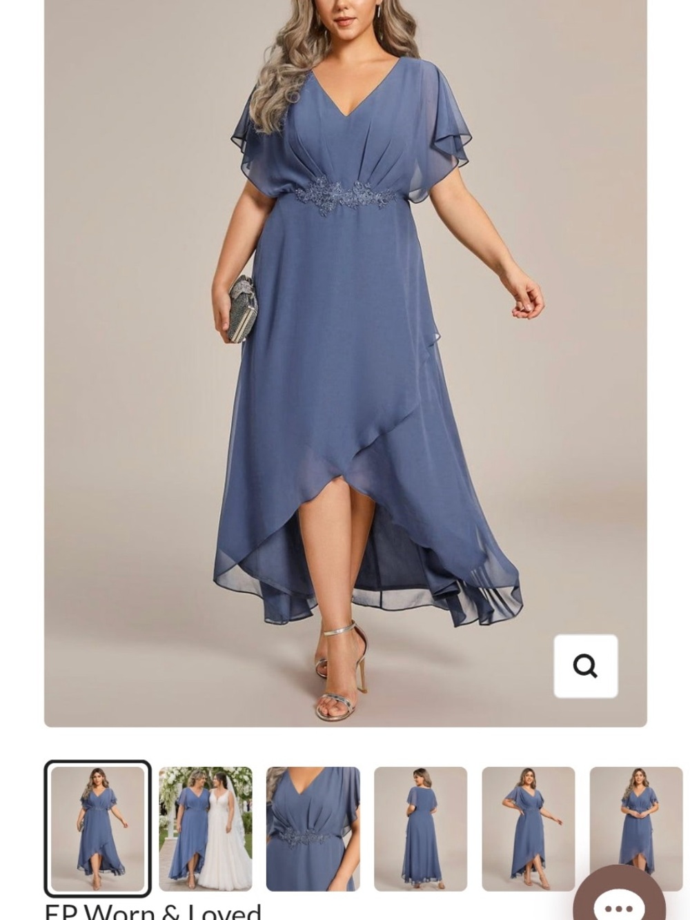 Ever Pretty Dusty Blue High-Low Chiffon V-Neck Dress